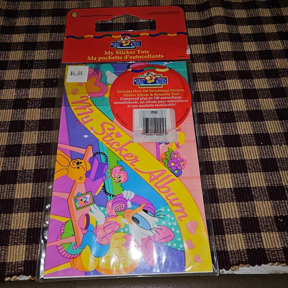 NOS Vintage Sandylion Mickeys Stuff For Kids My Sticker‎ Tote Album 1995 Sealed
